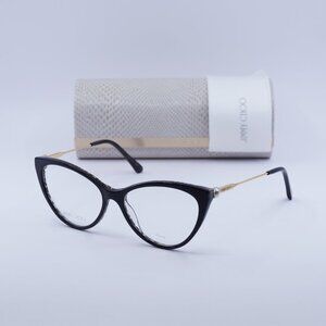 Jimmy Choo JC359 07T3 00 Cat Eye 55mm Eyeglasses - Black/Animalier/Gold